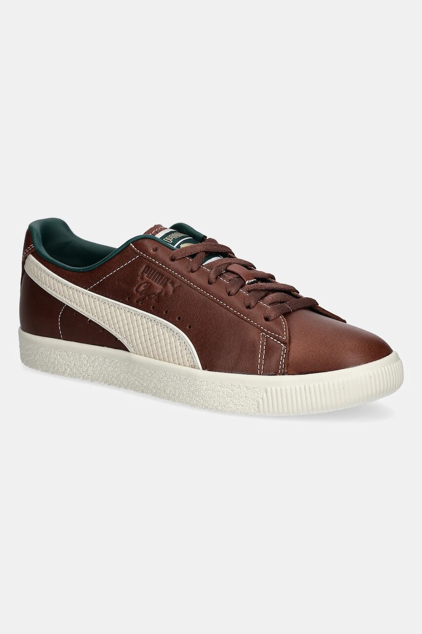 Kožené tenisky Puma Clyde Palais Artisan pánske, hnedá farba, 402249