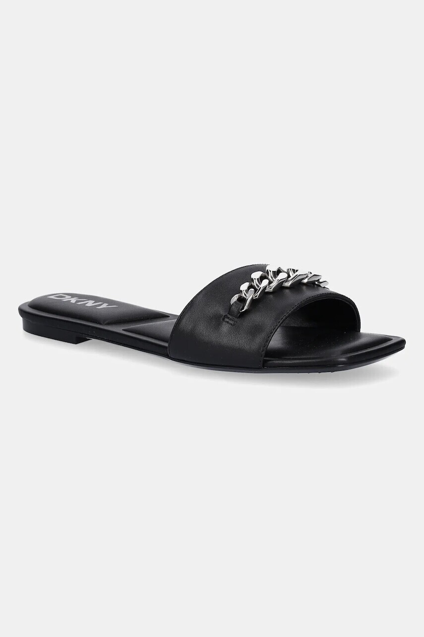 Kožené šľapky Dkny Dania dámske, čierna farba, K1544758