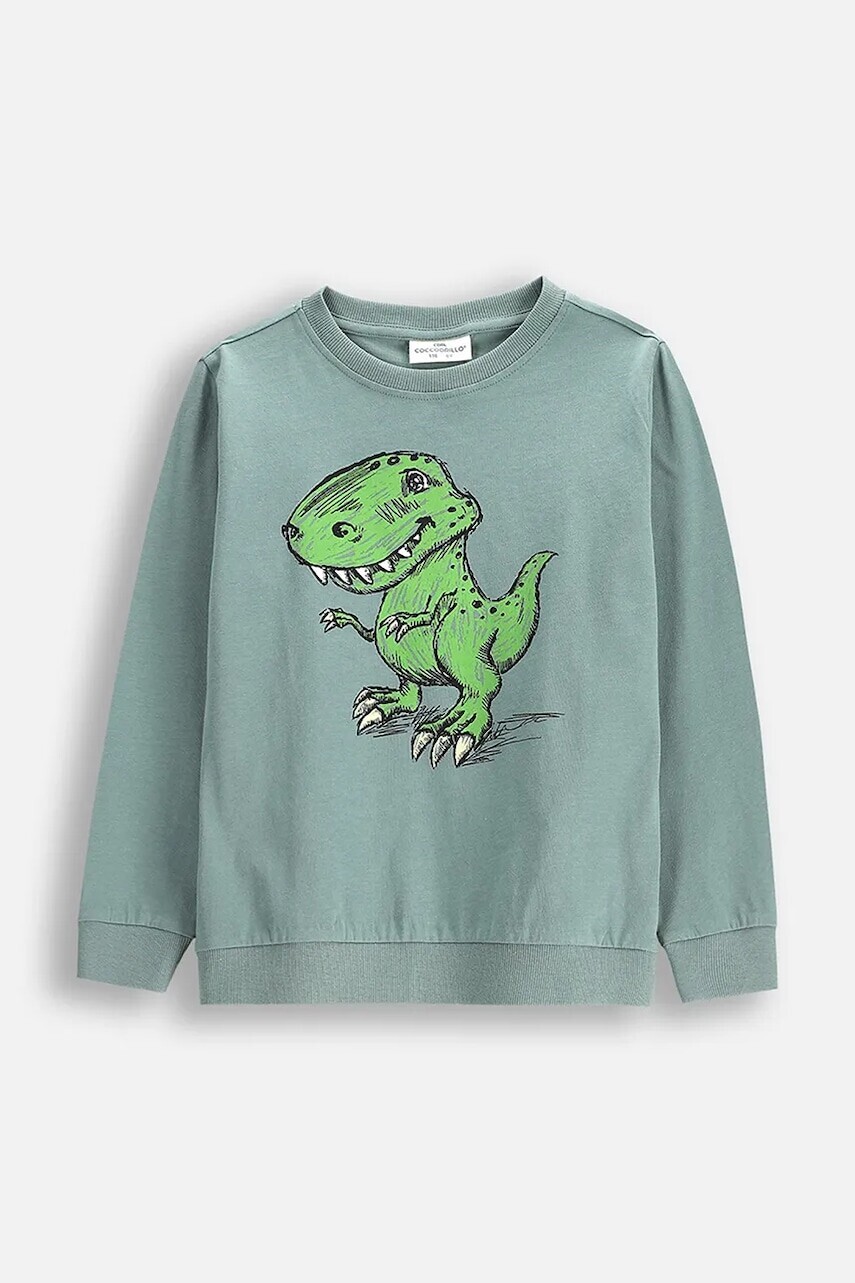 Detská bavlnená košeľa s dlhým rukávom Coccodrillo zelená farba, s potlačou, EVERYDAY BOY