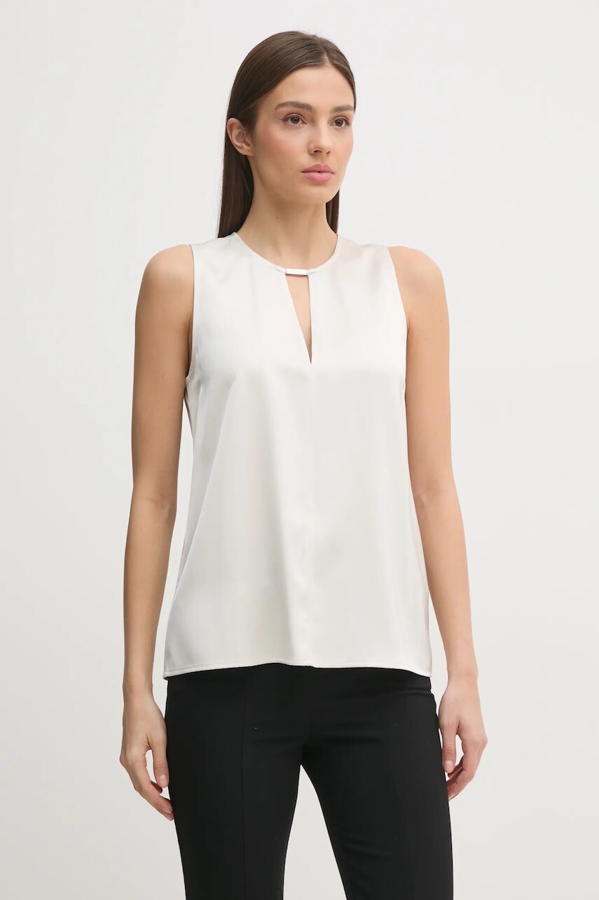 Blúzka Calvin Klein dámska, béžová farba, jednofarebná, K20K208190