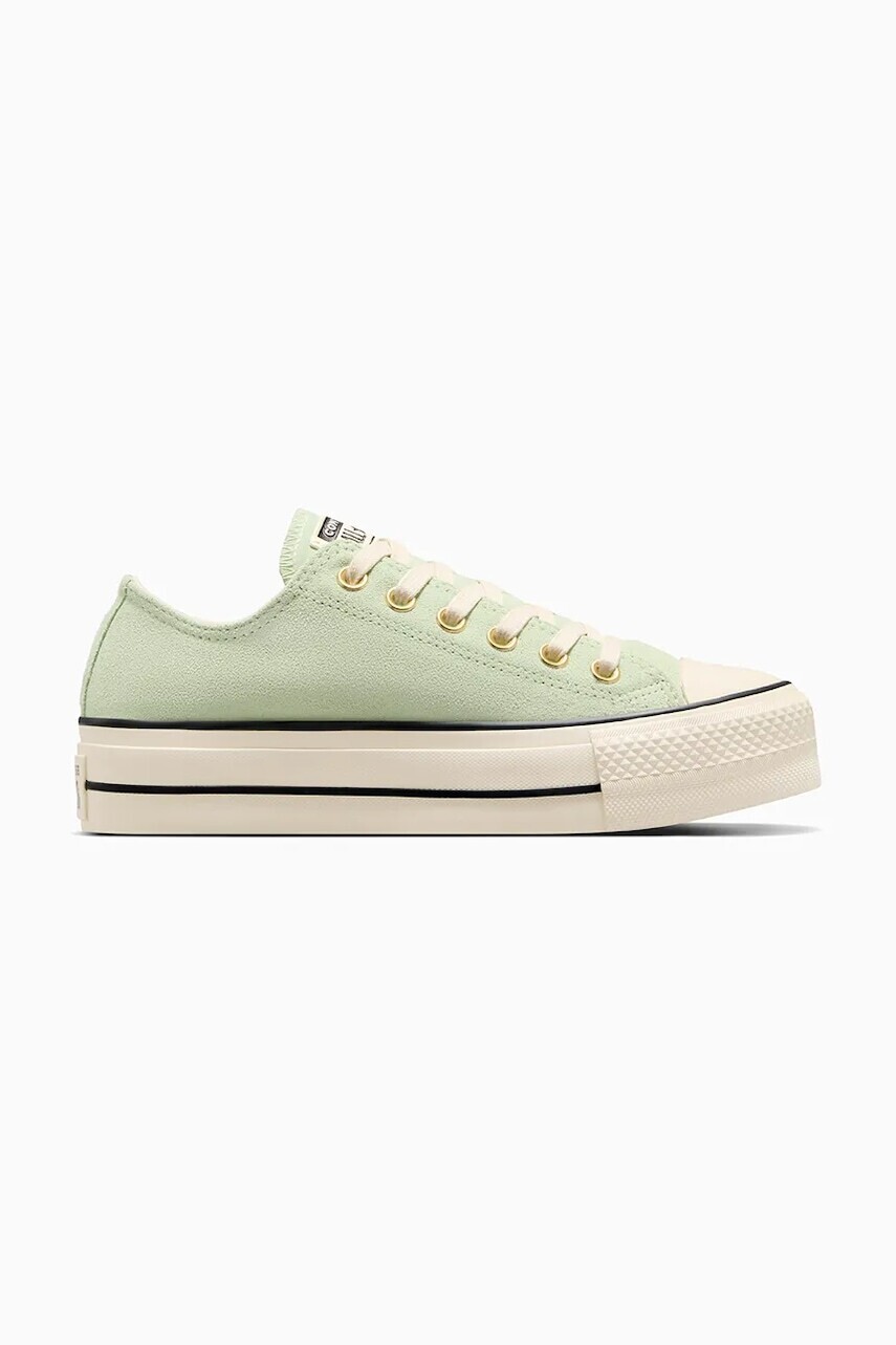Semišové tenisky Converse Chuck Taylor All Star Lift zelená farba, A13825C