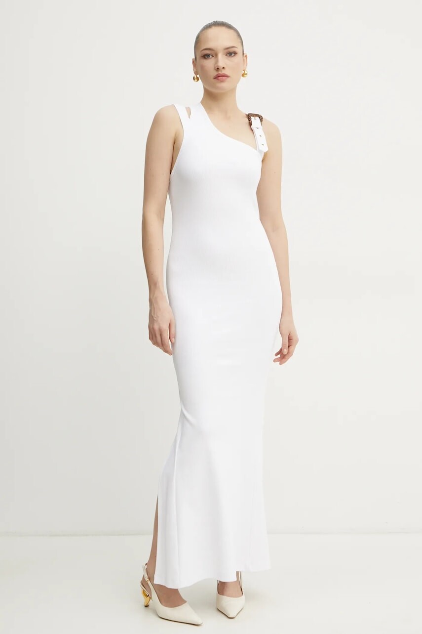 Šaty Versace Jeans Couture biela farba, maxi, áčkový strih, 78HAO973 J0004