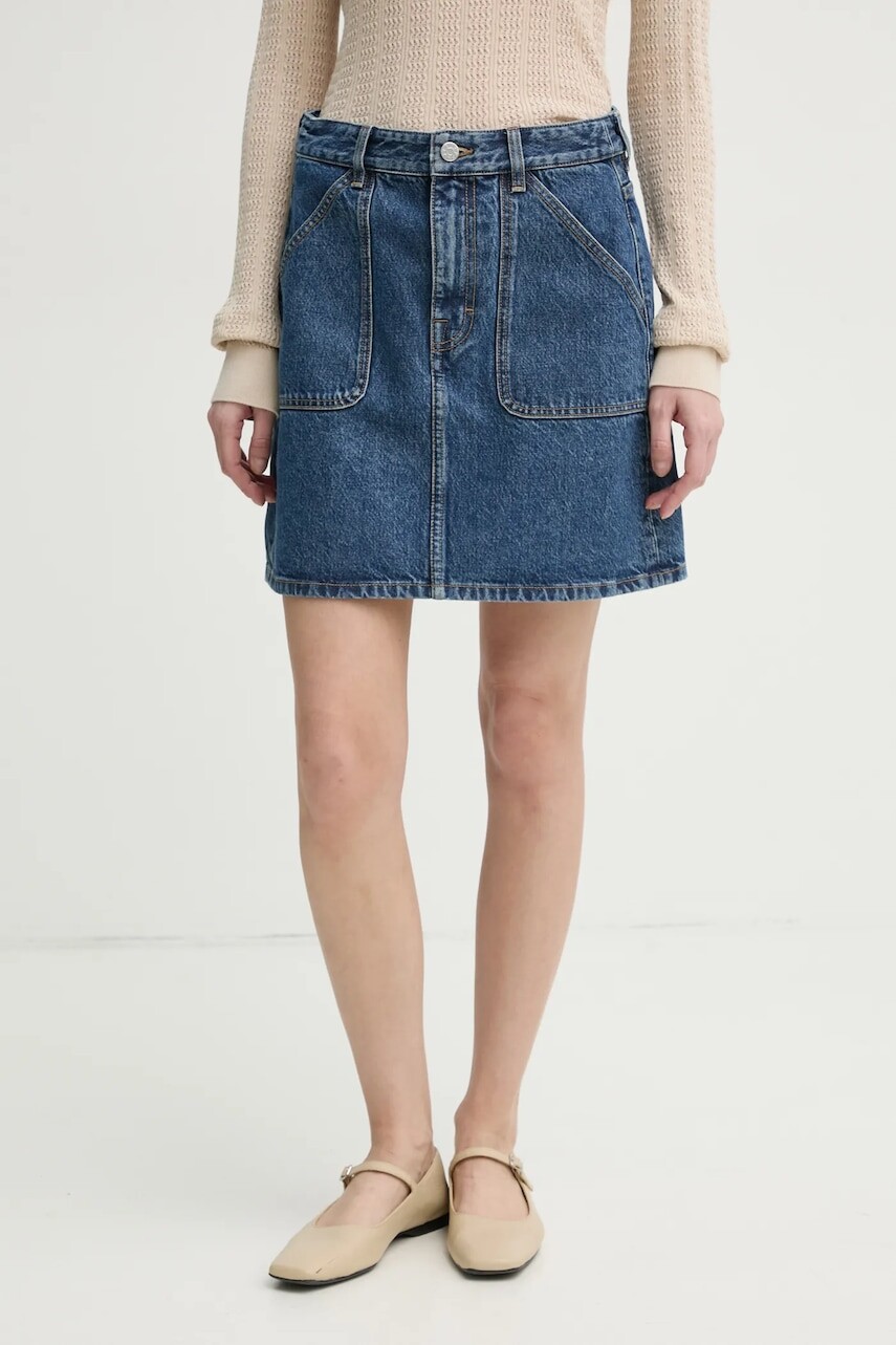 Rifľová sukňa Filippa K mini, áčkový strih, 31375