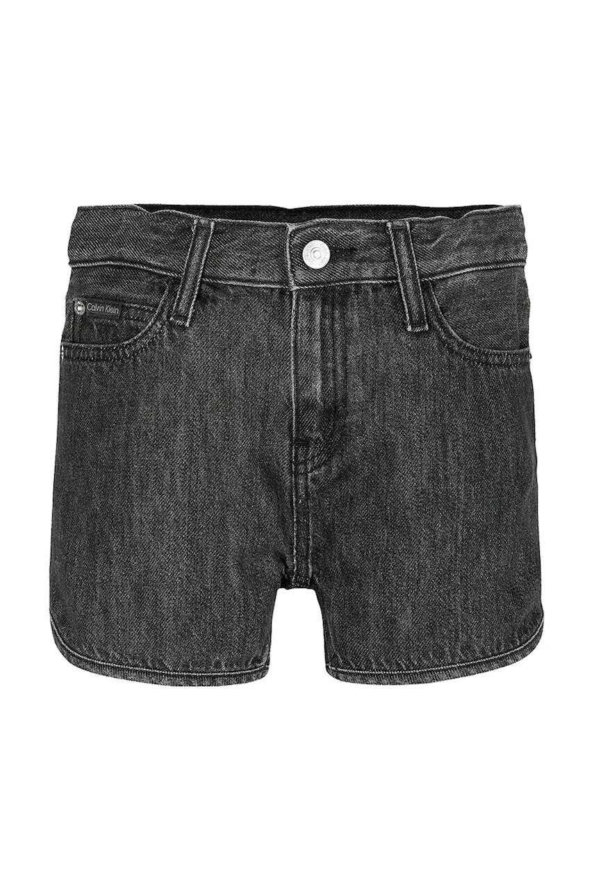 Detské rifľové krátke nohavice Calvin Klein Jeans čierna farba, jednofarebné, IG0IG02891
