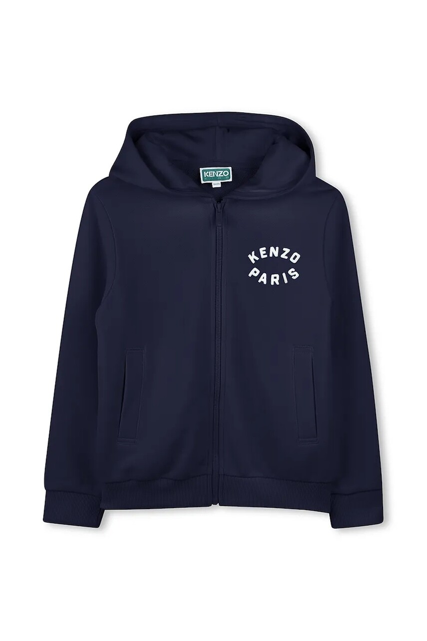 Mikina Kenzo Kids tmavomodrá farba, s kapucňou, s potlačou, K61176