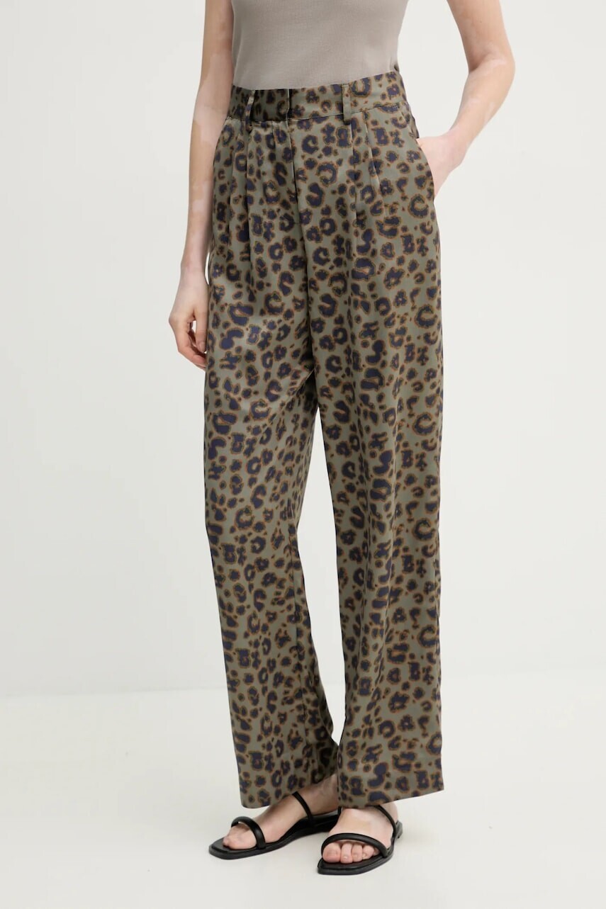 Nohavice BA&SH BLOY dámske, šedá farba, široké, vysoký pás, 1E25BLOY