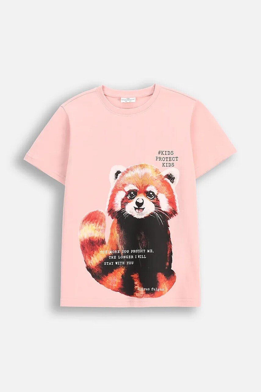 Detské bavlnené tričko Coccodrillo béžová farba, s potlačou, EVERYDAY UNISEX