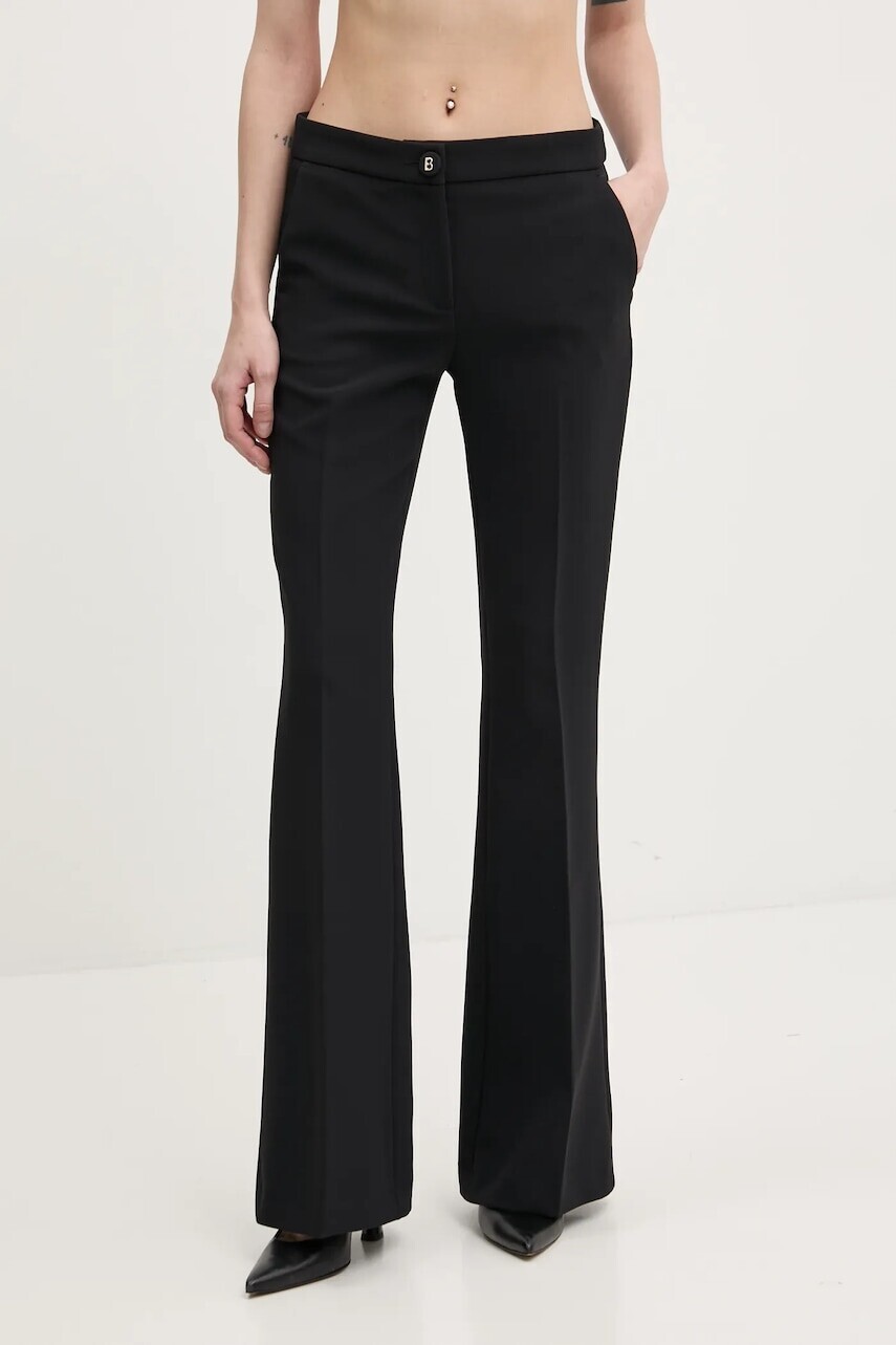 Nohavice Blugirl Blumarine dámske, čierna farba, široké, vysoký pás, RA5154.T2968