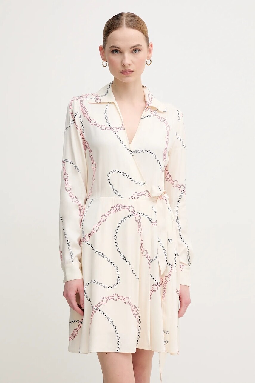 Šaty Tommy Hilfiger béžová farba, mini, áčkový strih, WW0WW44664