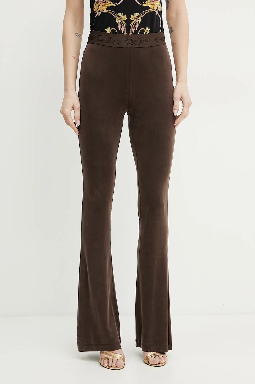 Legíny Versace Jeans Couture dámske, hnedá farba, jednofarebné, 78HAC107 J0190
