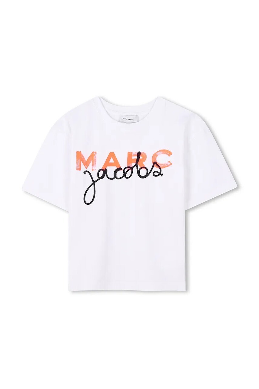 Detské bavlnené tričko Marc Jacobs biela farba, s potlačou, W60455