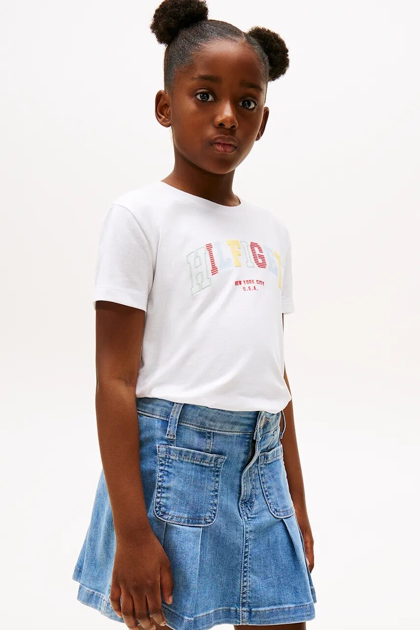 Detské bavlnené tričko Tommy Hilfiger biela farba, KG0KG08526