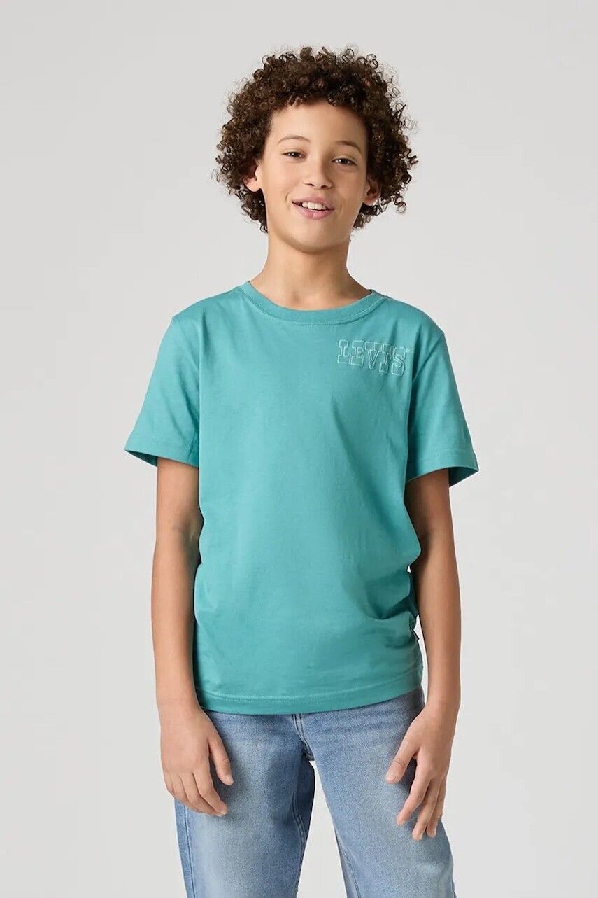 Detské tričko Levi's SUN BURST TEE tyrkysová farba, s potlačou, 9EM655