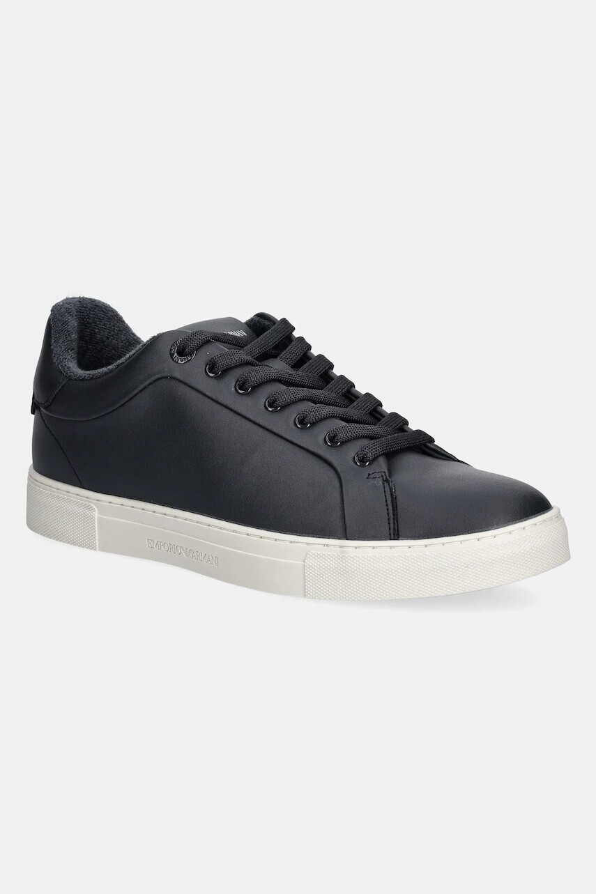 Kožené tenisky Emporio Armani pánske, tmavomodrá farba, X4X598 XF662 00285