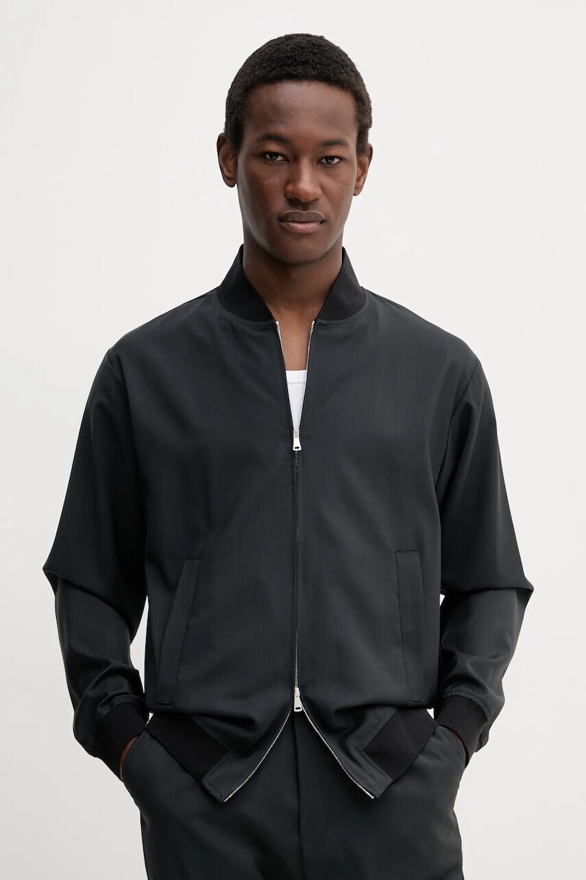 Vlnená bunda bomber BARENA VENEZIA Camicia Mola čierna farba, prechodná, CSU5051.478