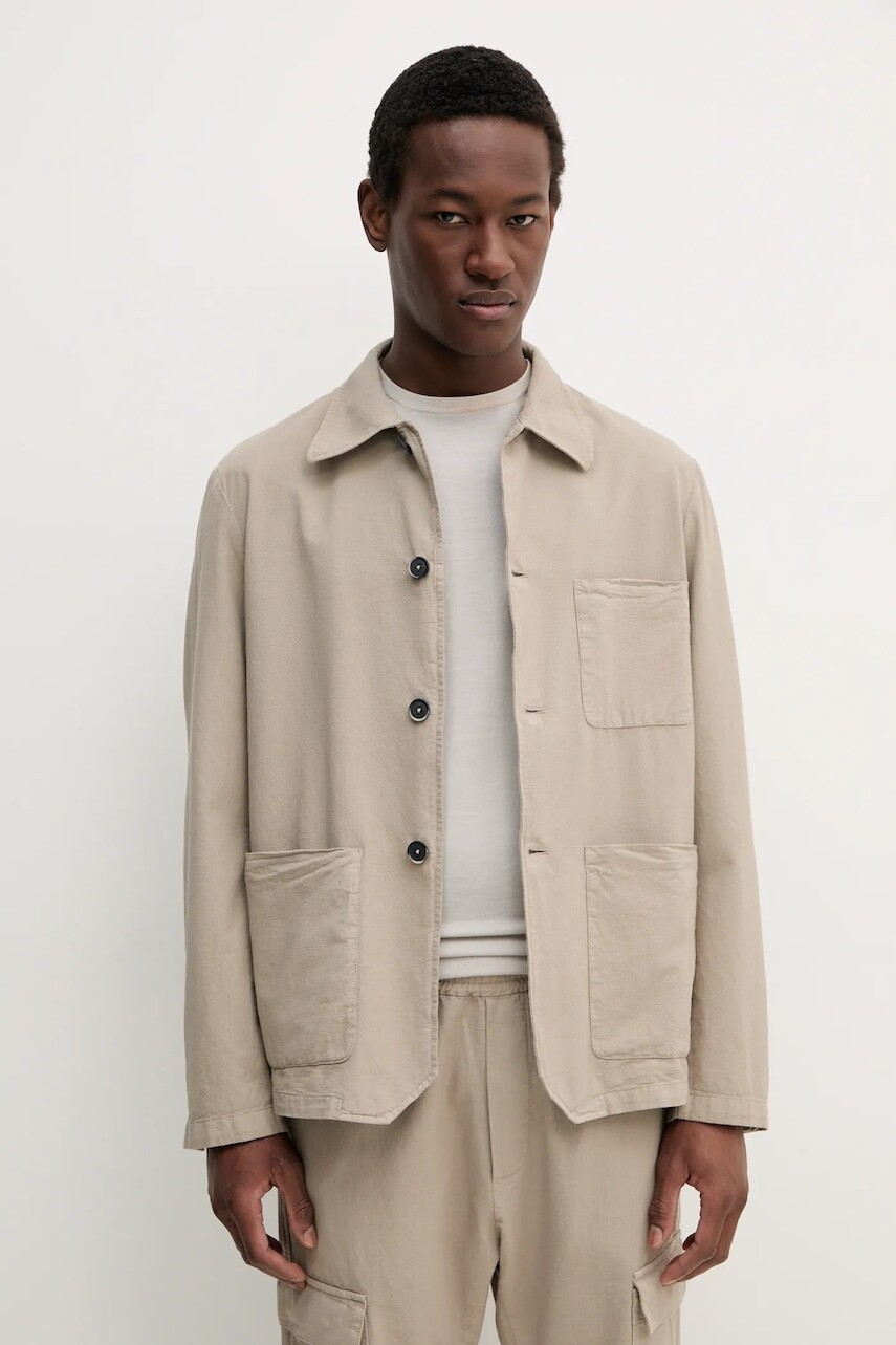 Bavlnená bunda BARENA VENEZIA Camicia Mola béžová farba, prechodná, OSU5060.2763