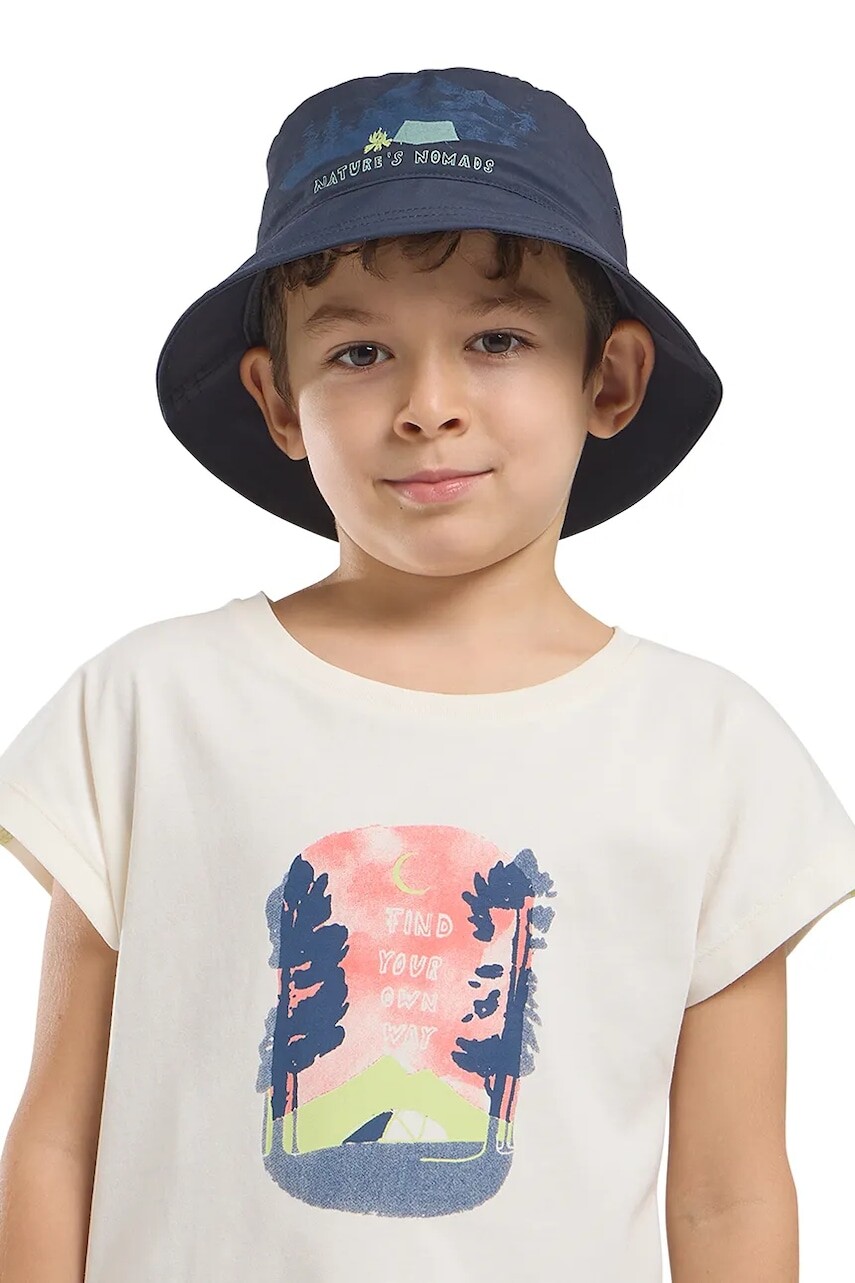 Detský klobúk Jack Wolfskin WOODS BUCKET HAT K tmavomodrá farba, A63679