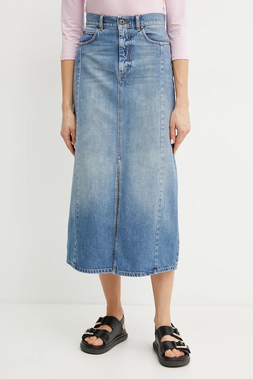 Bavlnená rifľová sukňa Weekend Max Mara midi, rovný strih, 2515101061600