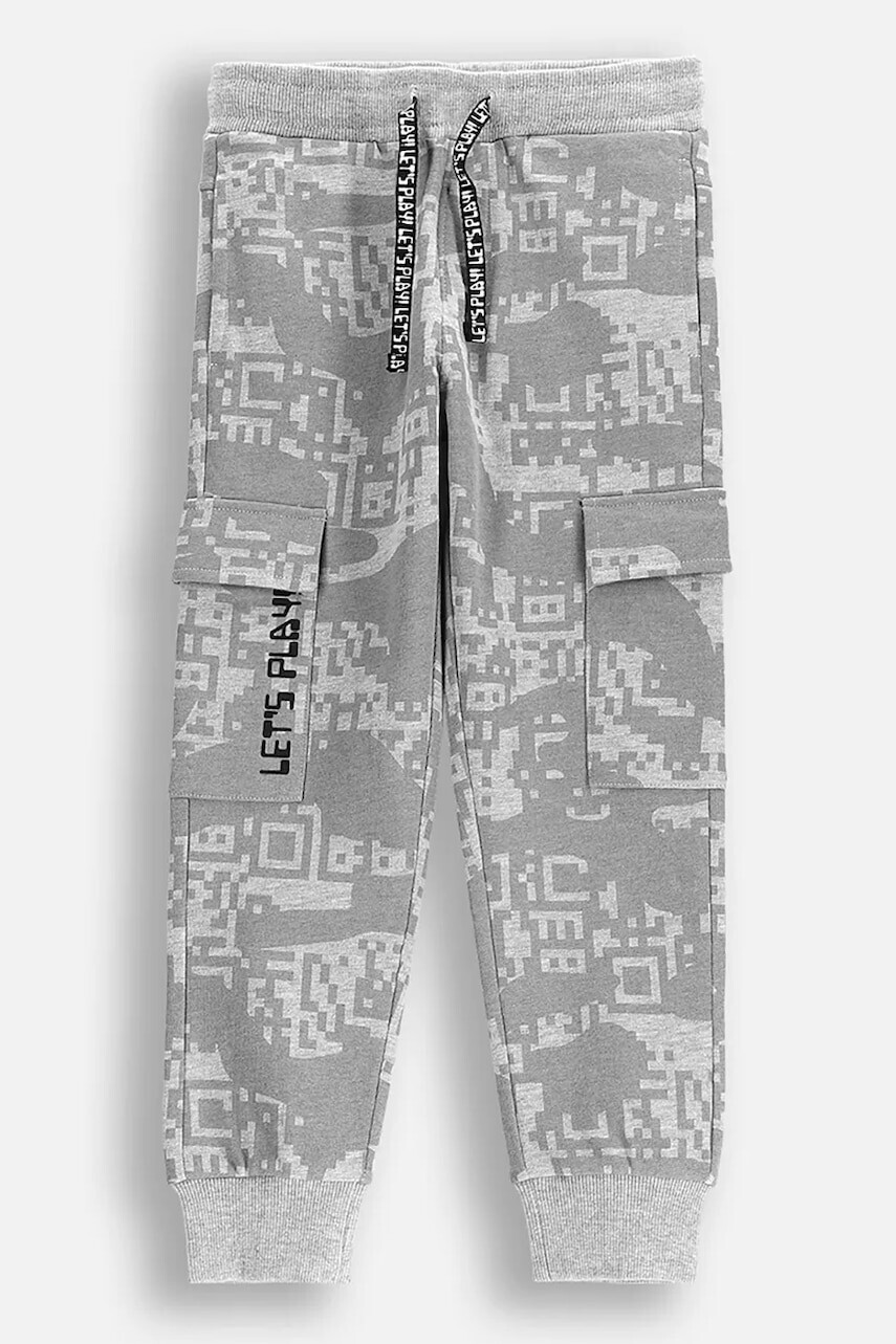 Detské tepláky Coccodrillo šedá farba, vzorované, GAMER BOY KIDS