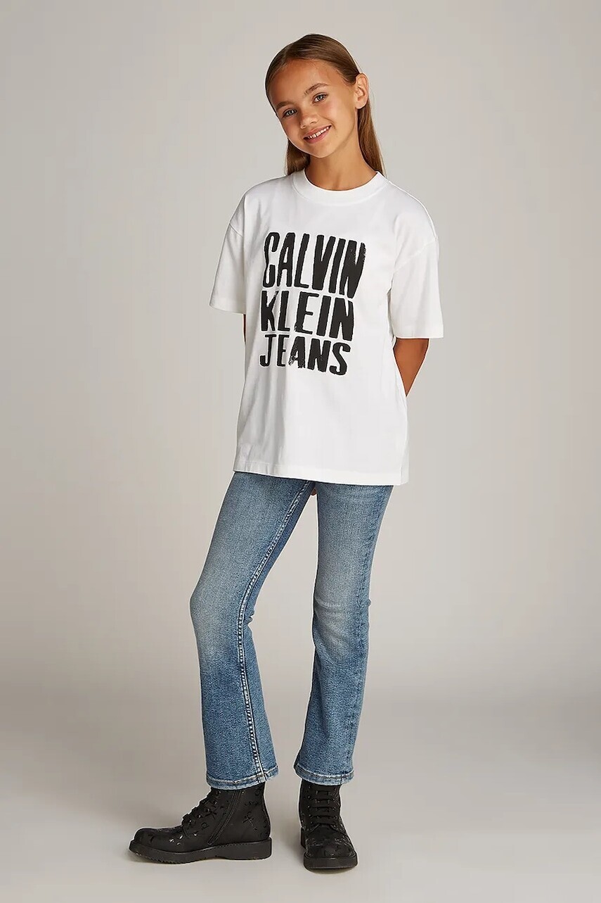 Detské bavlnené tričko Calvin Klein Jeans biela farba, IG0IG02858