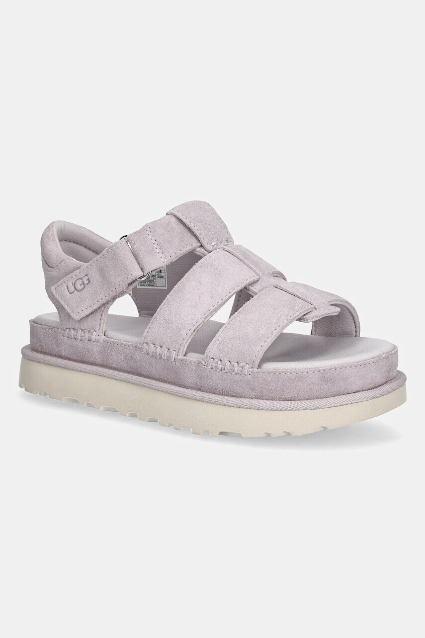Semišové sandále UGG Goldenstar Strap dámske, ružová farba, na platforme, 1137890-BYF
