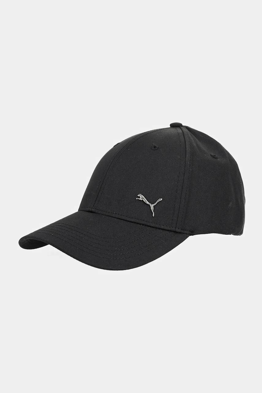 Detská baseballová čiapka Puma ESS METAL CAT BB Cap čierna farba, s nášivkou, 026116