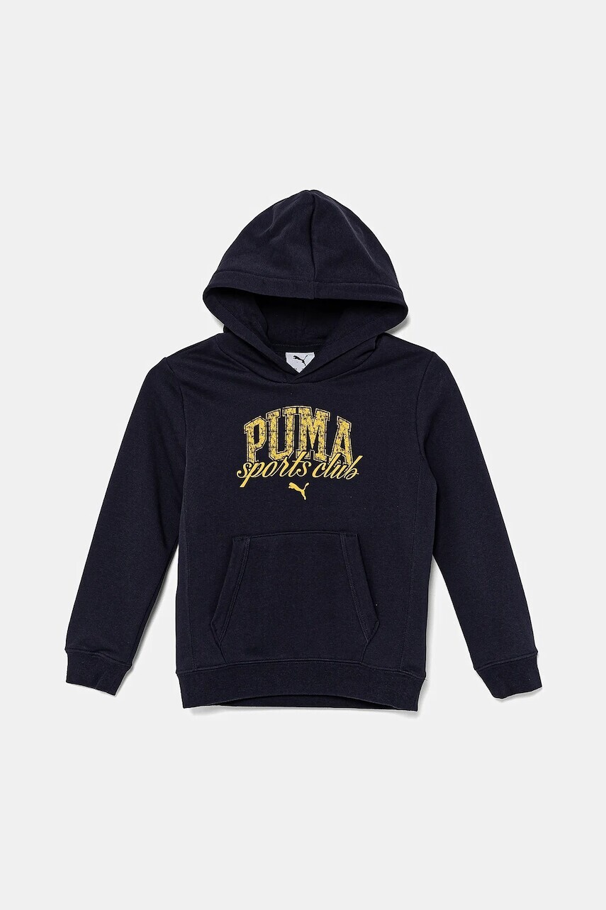 Detská bavlnená mikina Puma CLASS Hoodie TR tmavomodrá farba, s kapucňou, s potlačou, 685798