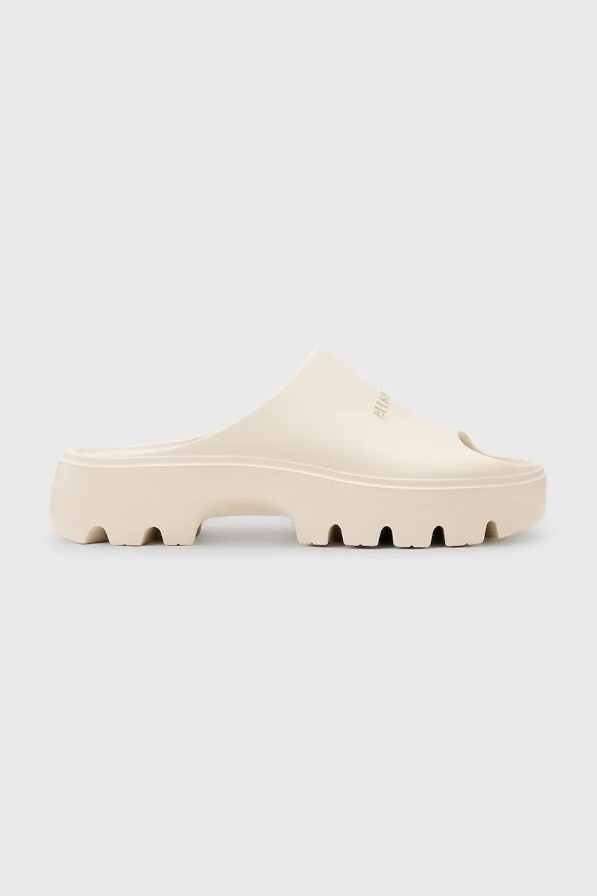 Šľapky AllSaints Eclipse Slider dámske, béžová farba, na platforme, W033FC