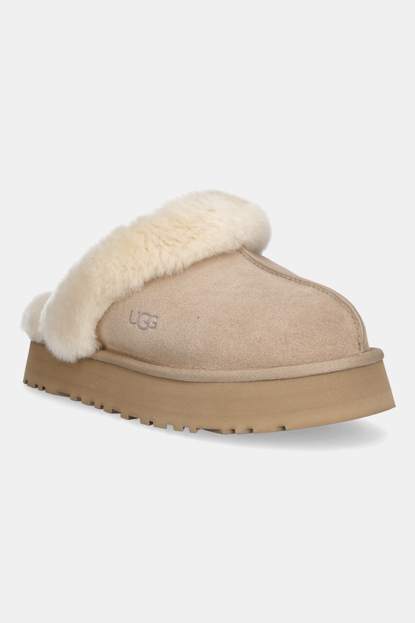 Semišové papuče UGG Disquette béžová farba, 1122550-SAN