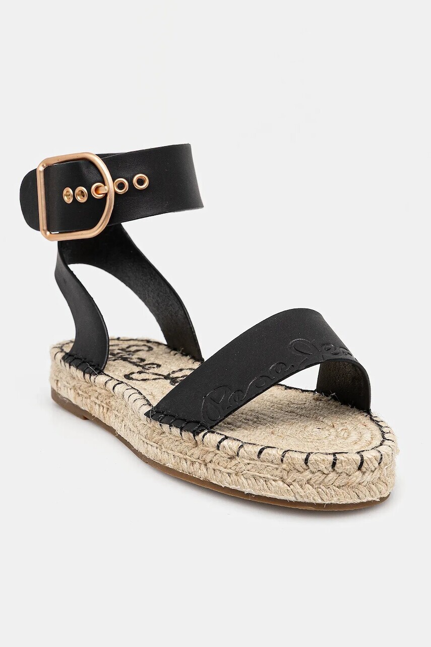 Sandále Pepe Jeans ARAMI BRAND dámske, čierna farba, PLS90681