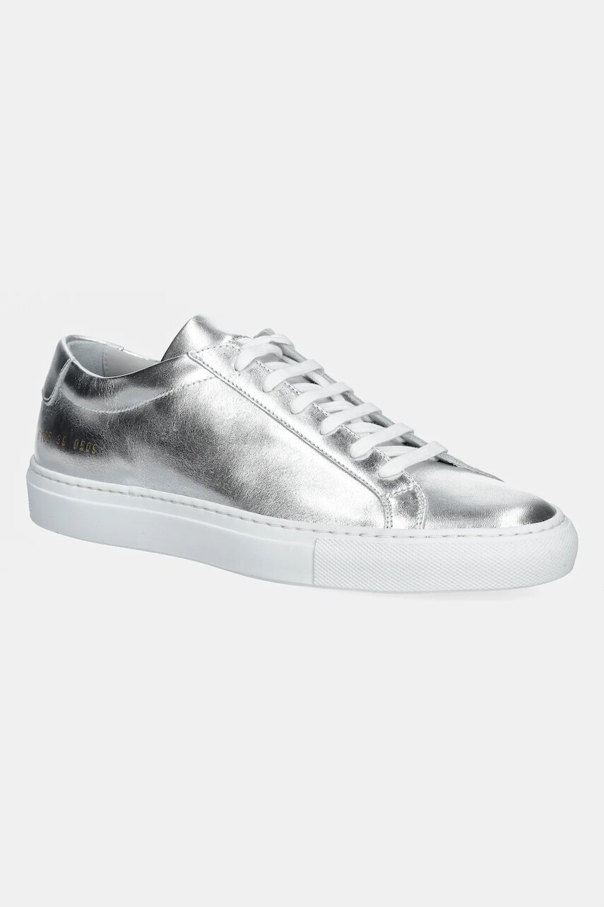 Kožené tenisky Common Projects Achilles Shiny dámske, strieborná farba, 6185