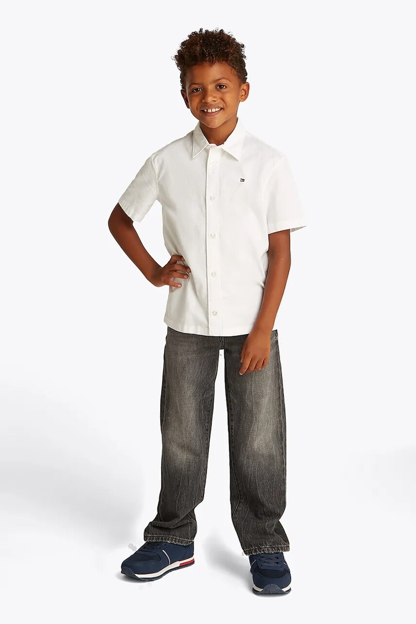 Detská košeľa Tommy Hilfiger biela farba, KB0KB09554