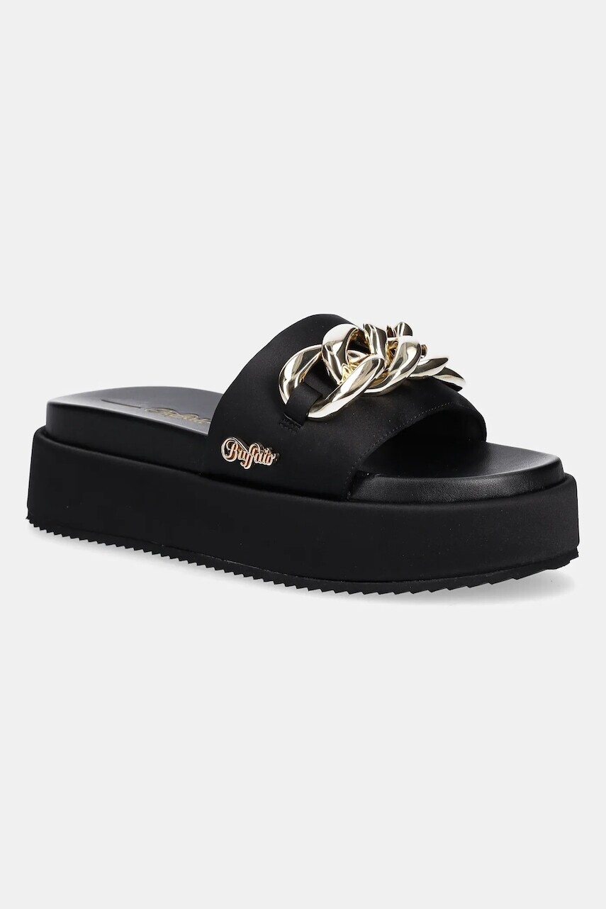Šľapky Buffalo Noa Slide Chain 2.0 dámske, čierna farba, na platforme, 1602258-BLK