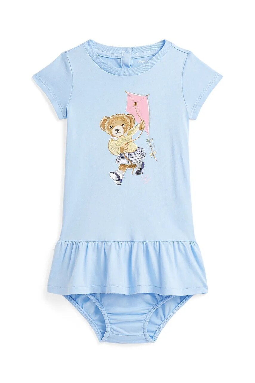 Detské bavlnené šaty Polo Ralph Lauren mini, rovný strih, 310964042002