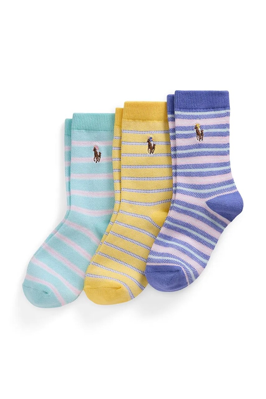 Detské ponožky Polo Ralph Lauren 3-pak žltá farba, 442969091001