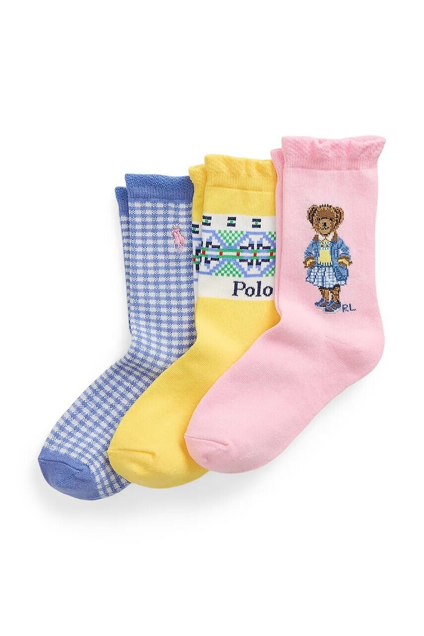 Detské ponožky Polo Ralph Lauren 3-pak žltá farba, 447969099001