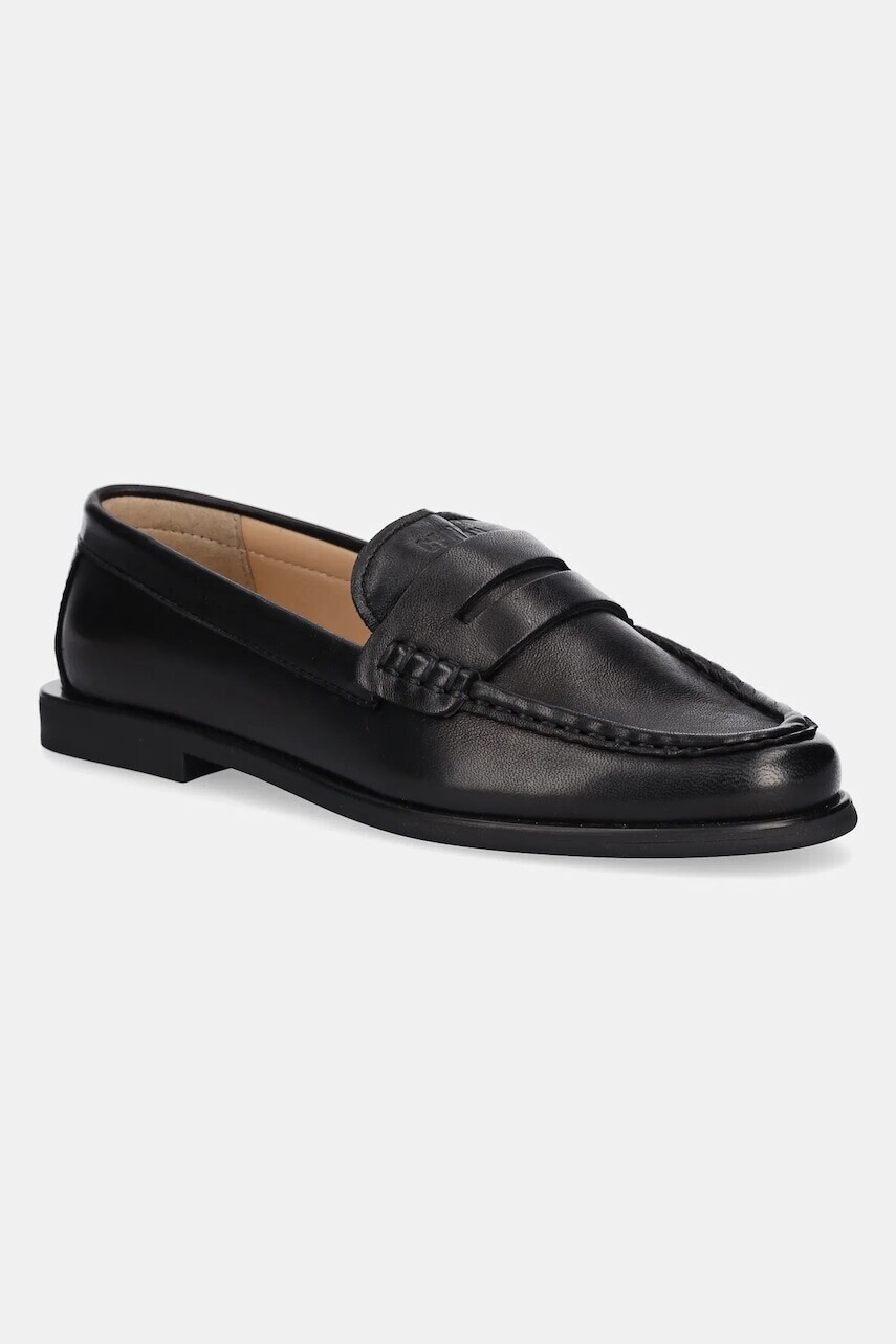 Kožené mokasíny Copenhagen Suede dámske, čierna farba, na plochom podpätku, CPH419