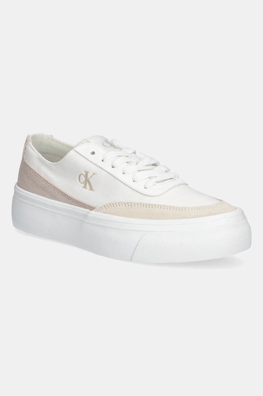 Tenisky Calvin Klein Jeans VULC FLATFORM LOW CV MIX MG biela farba, YW0YW01770
