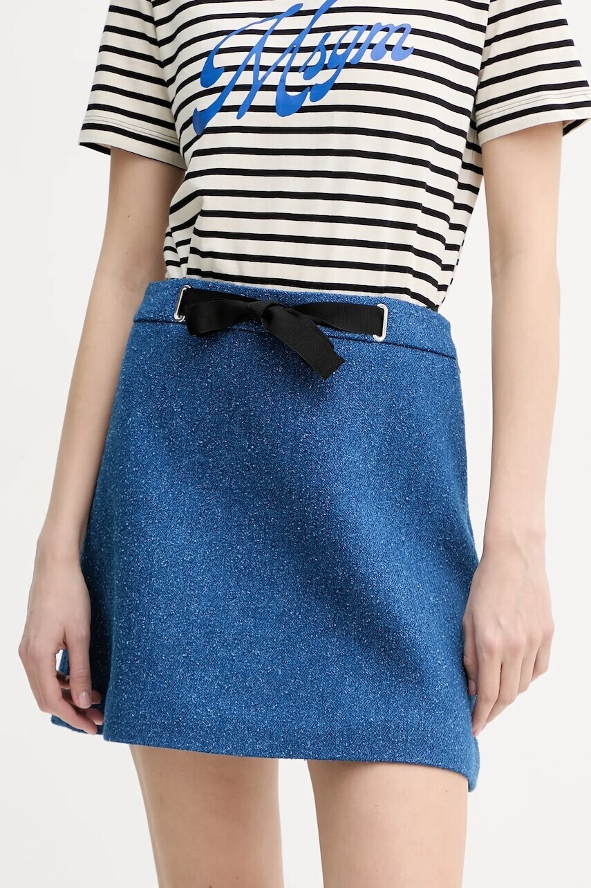Sukňa MSGM tmavomodrá farba, mini, áčkový strih, 3841MDD15.257112