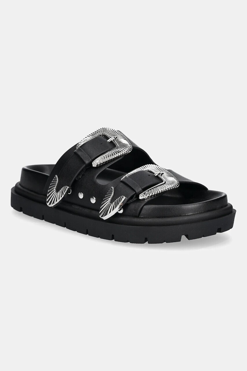 Kožené šľapky Steve Madden Outcast dámske, čierna farba, SM11003703