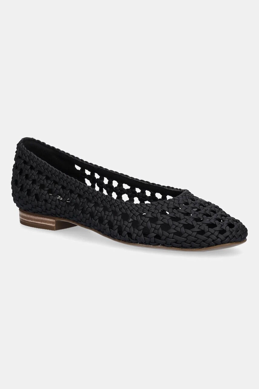 Baleríny Toms BLACK WOVEN BASKET čierna farba, 10022017