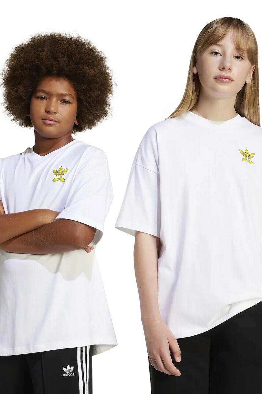 Detské bavlnené tričko adidas Originals biela farba, s potlačou, JD0411