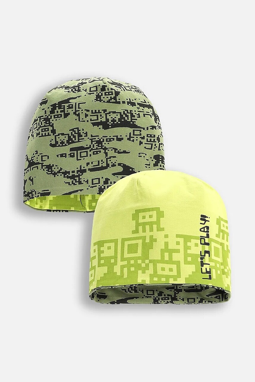 Čiapka Coccodrillo zelená farba biela, z tenkej pleteniny, ACCESSORIES SPRING BOY