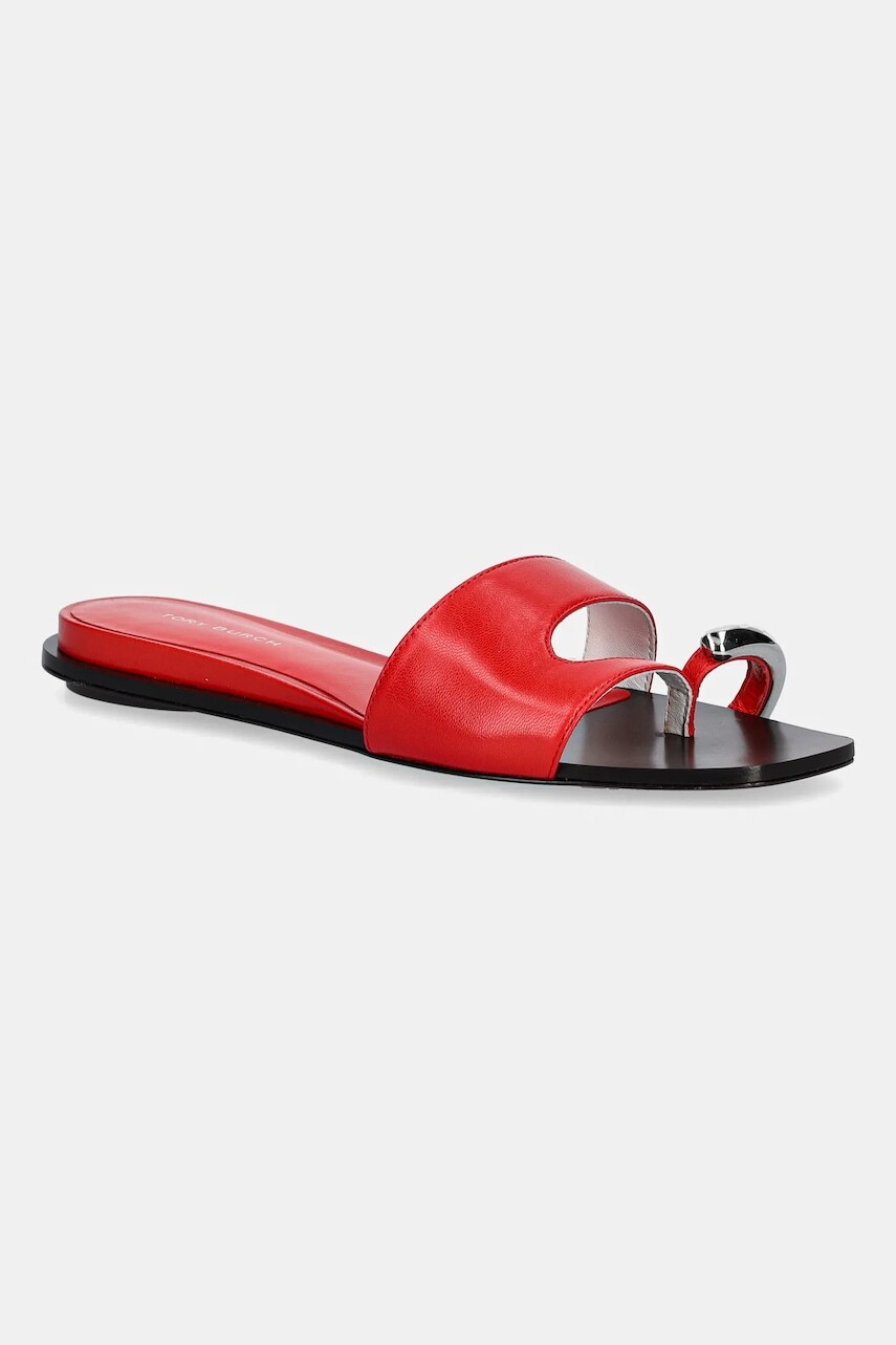 Kožené šľapky Tory Burch Pierced Slide červená farba, 169782-600