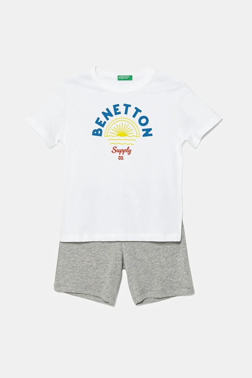 Detská bavlnená súprava United Colors of Benetton biela farba, 3096GK00Q