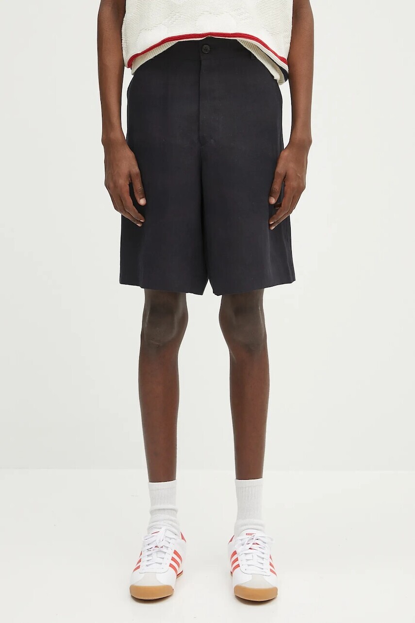 Ľanové šortky Paul Smith tmavomodrá farba, M1R-437Z-P01427