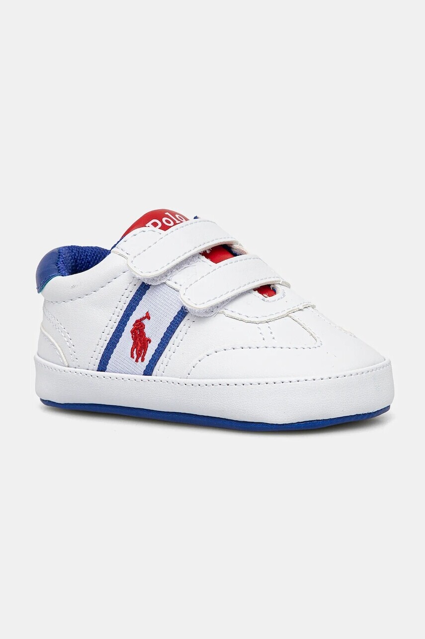 Topánky pre bábätká Polo Ralph Lauren HERITAGE COURT III T-TOE EZ LAYETTE biela farba, RL02496101