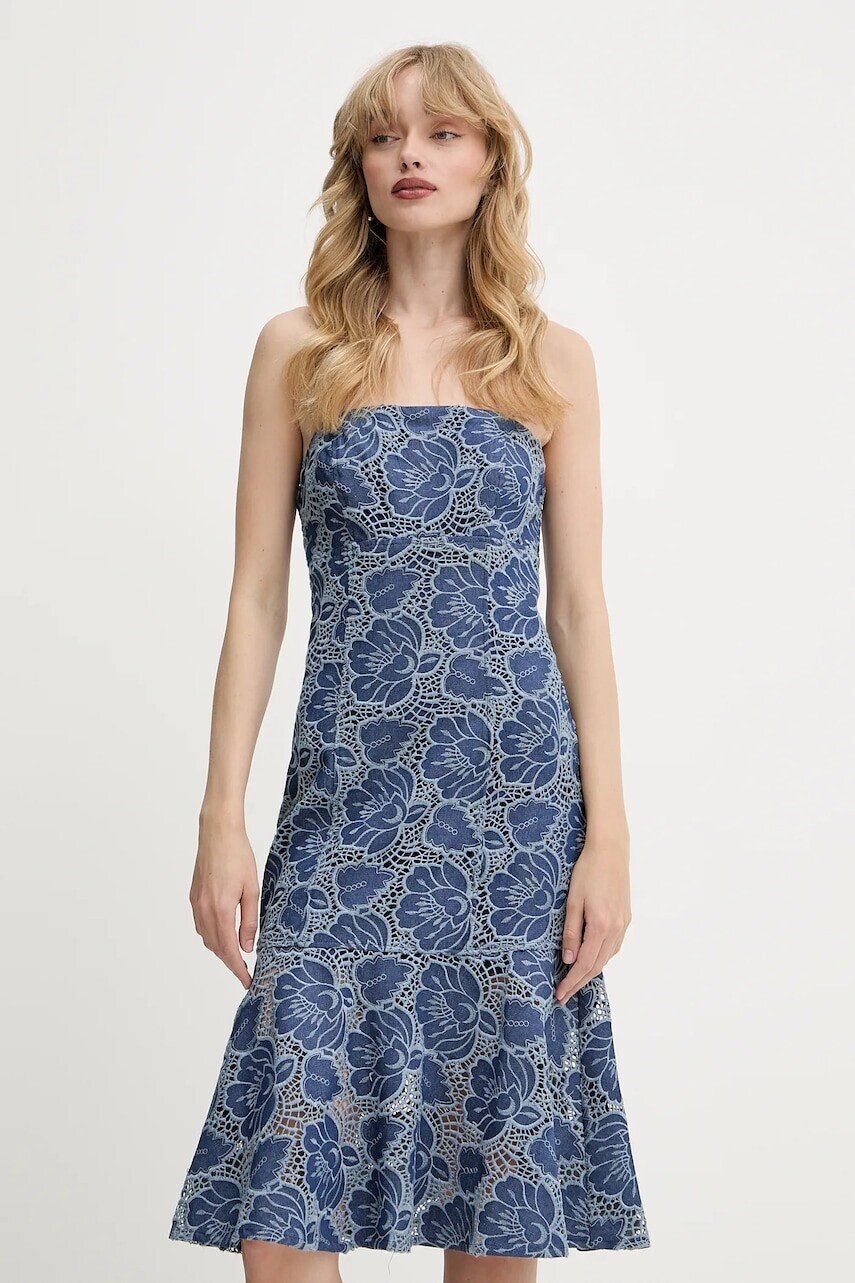 Šaty Guess MAISY tmavomodrá farba, mini, áčkový strih, W5GK0R WGSU0