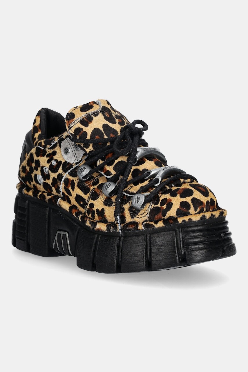Semišové tenisky New Rock Pelo Leopardo Cuero M Tower Negro Lateral hnedá farba, M-120N-C54