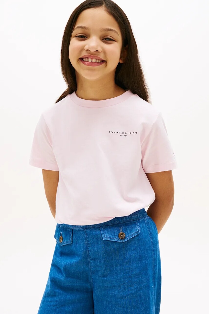 Tričko Tommy Hilfiger ružová farba, jednofarebné, KS0KS00594